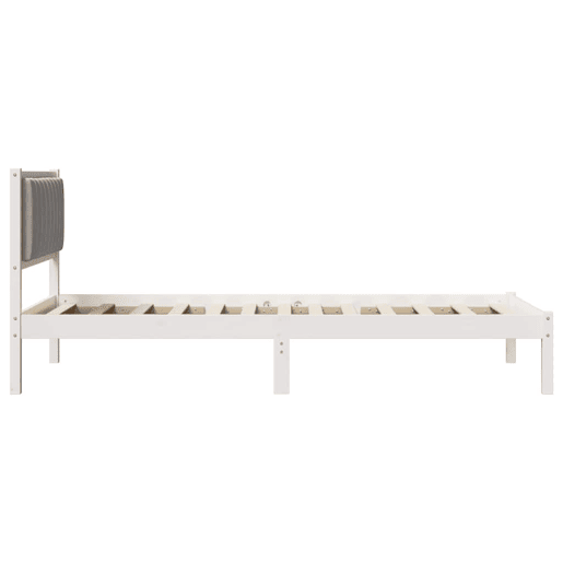 Estrutura de cama de solteiro simple com Cabeceira Estofada Cinzento-claro