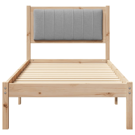 Estrutura de cama de solteiro simple com Cabeceira Estofada Cinzento-claro