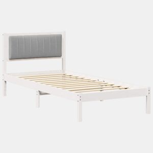 Estrutura de cama de solteiro simple com Cabeceira Estofada Cinzento-claro