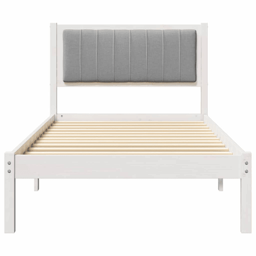 Estrutura de cama de solteiro simple com Cabeceira Estofada Cinzento-claro