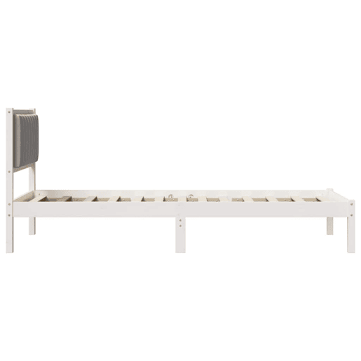 Estrutura de cama de solteiro simple com Cabeceira Estofada Cinzento-claro