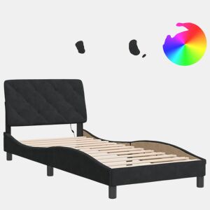 Estrutura de cama de solteiro para adultos com LED 80x200 cm veludo preto