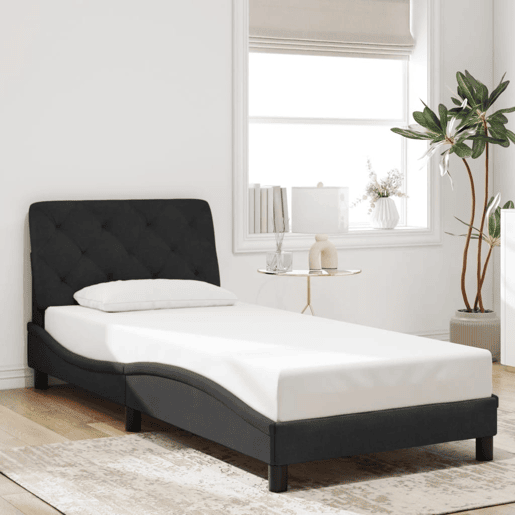 Estrutura de cama de solteiro para adultos com LED 80x200 cm veludo preto