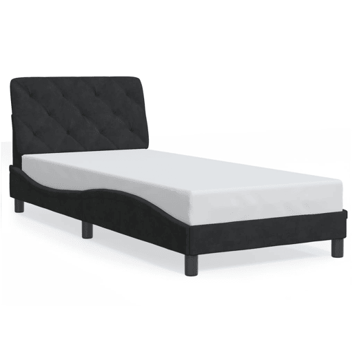 Estrutura de cama de solteiro para adultos com LED 80x200 cm veludo preto