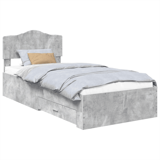Estrutura de cama de solteiro para adultos Cinzento 90 x 190 cm Madeira processada