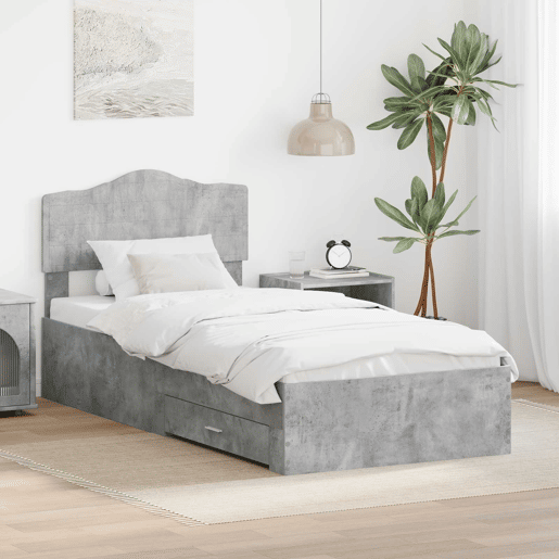 Estrutura de cama de solteiro para adultos Cinzento 90 x 190 cm Madeira processada