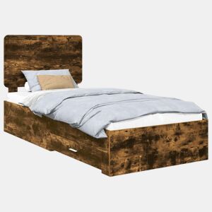Estrutura de cama de solteiro para adultos com cabeceira Carvalho Defumado 90 x 190 cm