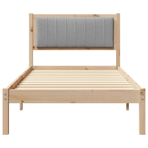 Estrutura de cama de solteiro simple com Cabeceira Estofada Cinzento-claro