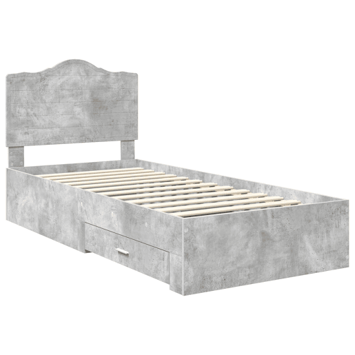 Estrutura de cama de solteiro para adultos Cinzento 90 x 190 cm Madeira processada