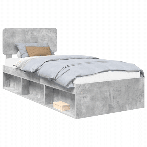 Estrutura de cama de solteiro para adultos com cabeceira Concreto 90 x 200 cm