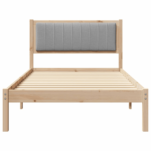 Estrutura de cama de solteiro simple com Cabeceira Estofada Cinzento-claro