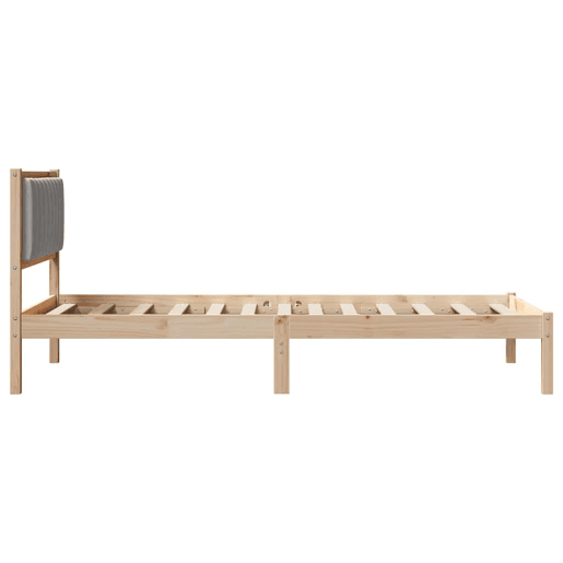 Estrutura de cama de solteiro simple com Cabeceira Estofada Cinzento-claro