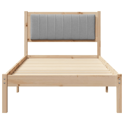 Estrutura de cama de solteiro simple com Cabeceira Estofada Cinzento-claro