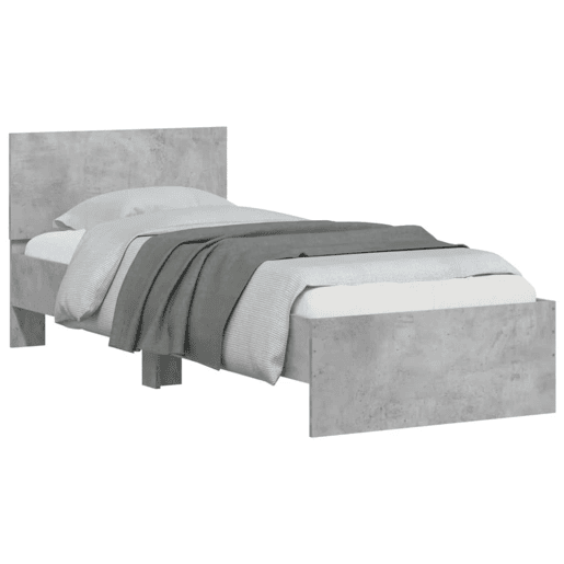 Estrutura de cama de solteiro moderno c cabeceiraluzes LED 90x190cm cinza cimento