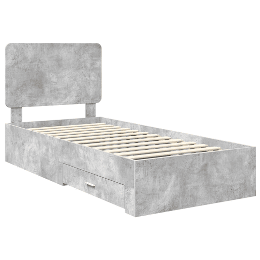 Estrutura de cama de solteiro para adultos Cinzento 90 x 190 cm Madeira processada