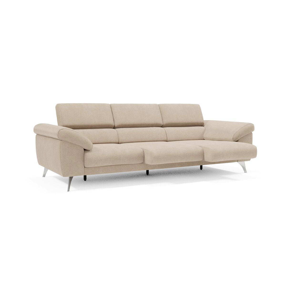 Donatello sofá con 3 asientos extensibles reposabrazos con arcón en tejido desmontable 265 cm beige