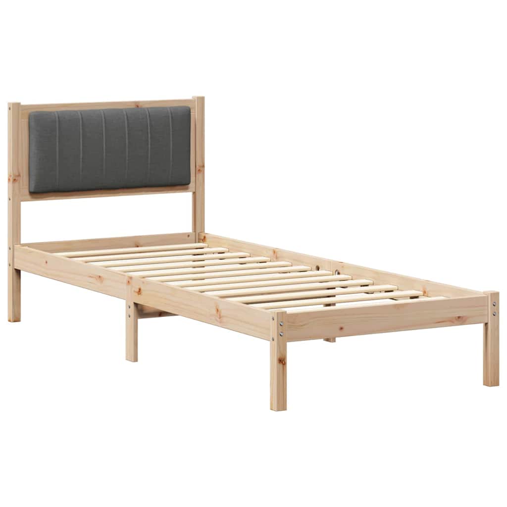 Estructura de cama simple para adultos 85x205 Gris Oscuro/ Madera
