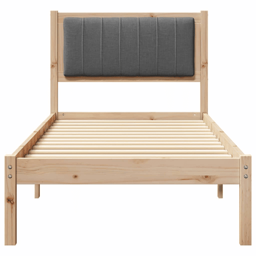 Estrutura de cama de solteiro para adultos com Cabeceira Estofada Cinza Escuro