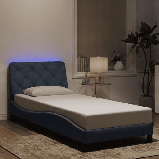 Estrutura de cama de solteiro simple com LED 80x200 cm veludo cinzento-escuro