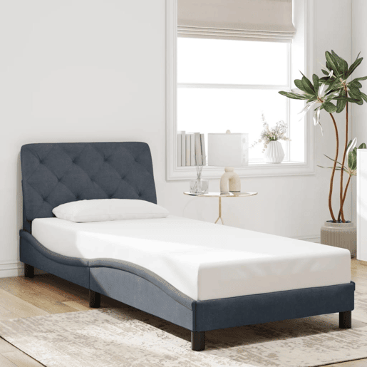 Estrutura de cama de solteiro simple com LED 80x200 cm veludo cinzento-escuro