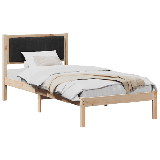 Estrutura de cama de solteiro para adultos com Cabeceira Estofada Preto 90 x 200 cm