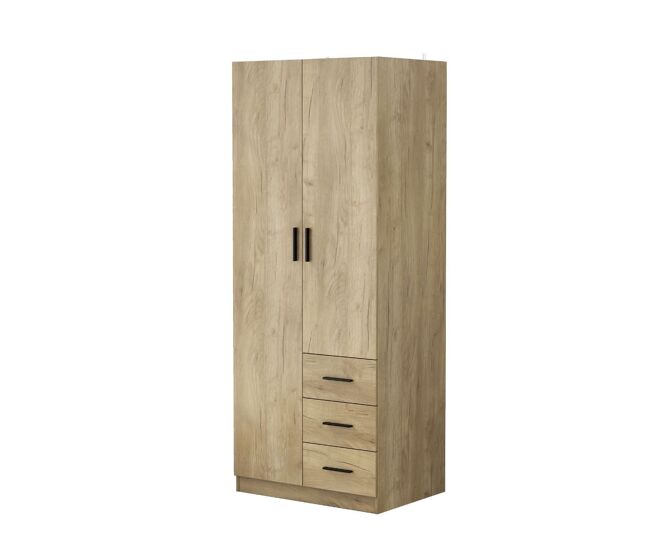 Armario colorado 2 puertas con 3 cajones natural 200x80x58 cm