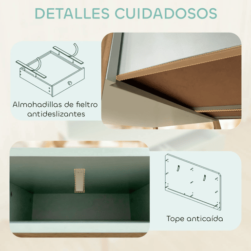 AIYAPLAY Secretária Infantil Mesa de Estudo para Crianças com 3 Compartimentos Abertos e 2 Gavetões Pés em Madeira para Estudo Entrada Quarto para Crianças de 5-12 Anos 90x52x105 cm Verde
