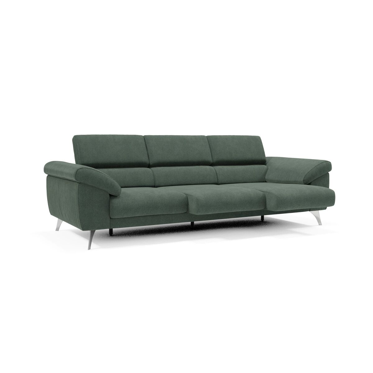 Donatello sofá con 3 asientos extensibles reposabrazos con arcón en tejido desmontable 265 cm verde