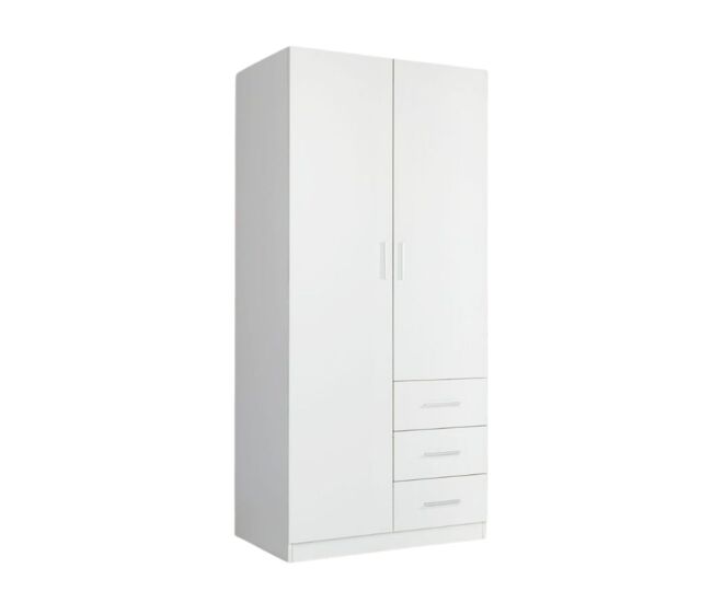 Armario colorado 2 puertas con 3 cajones blanco 200x80x58 cm