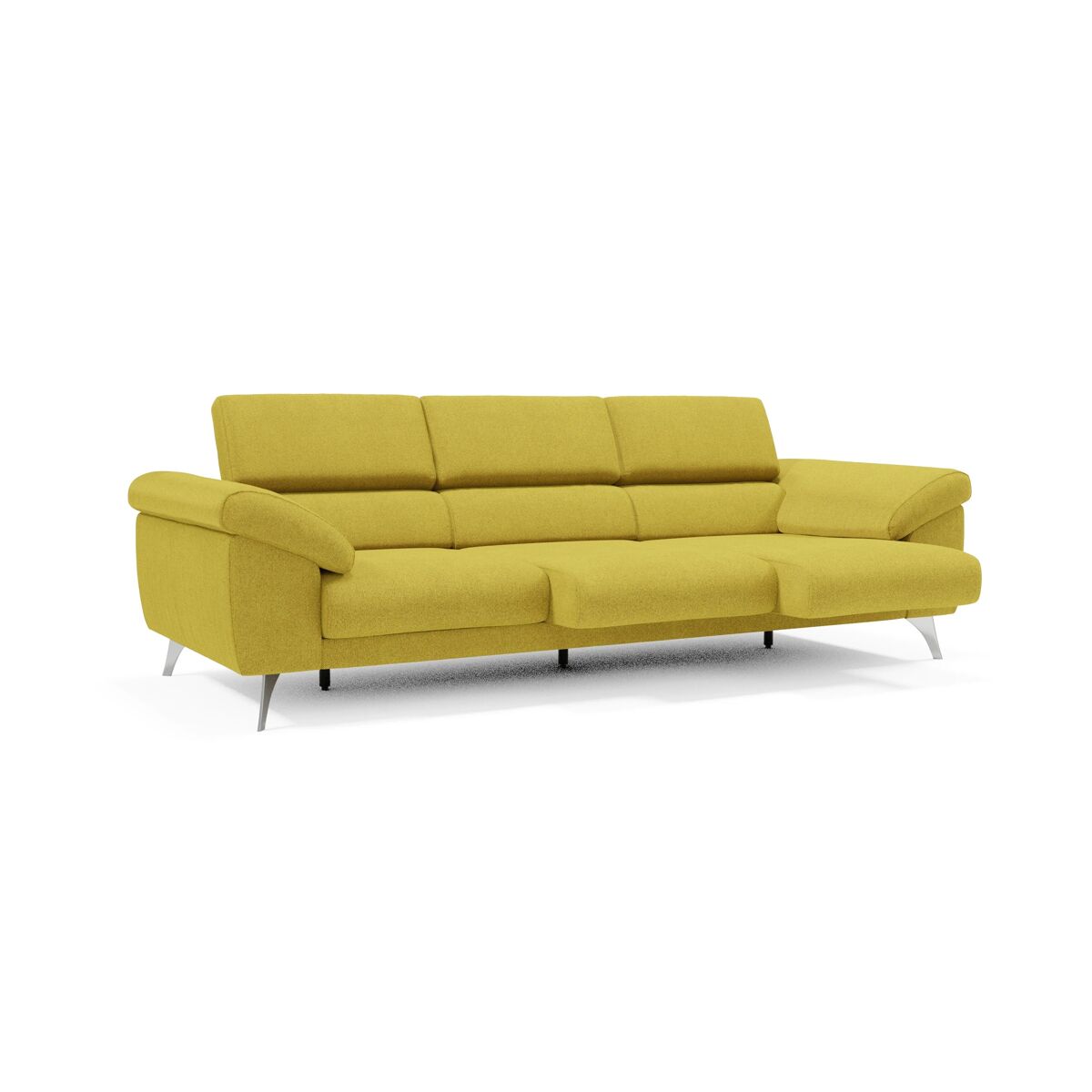 Donatello sofá con 3 asientos extensibles reposabrazos con arcón en tejido desmontable 265 cm amarillo