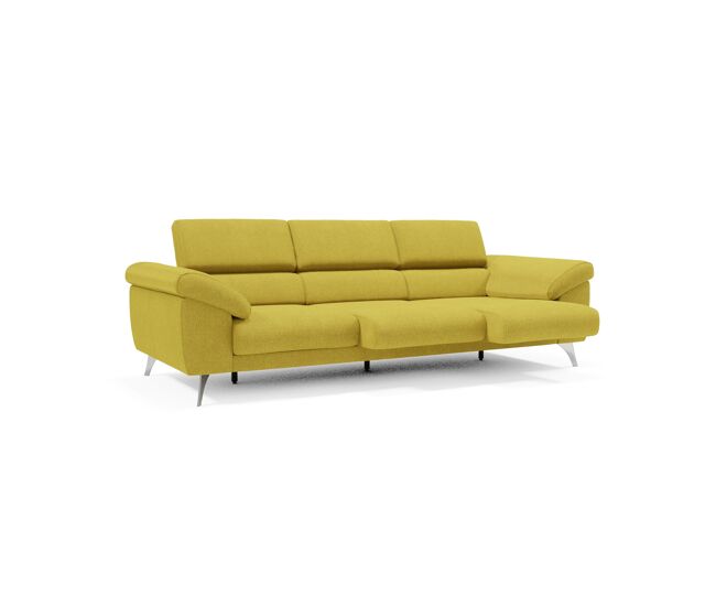 Donatello sofá con 3 asientos extensibles reposabrazos con arcón en tejido desmontable 265 cm amarillo