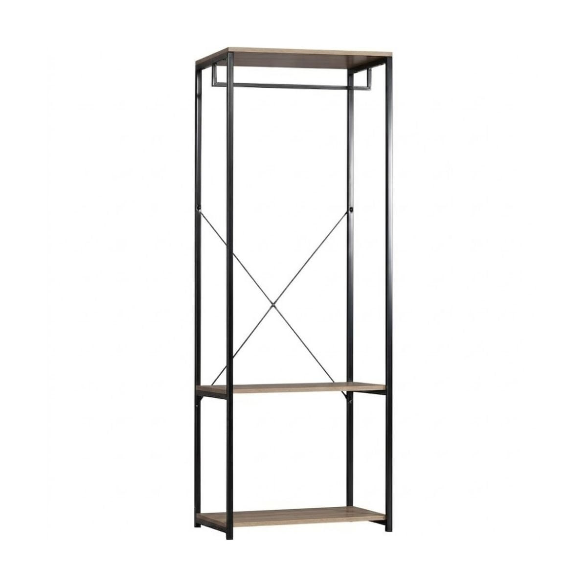 Armario vestidor victoria barra con dos estantes negro/natural 167x60x40 cm