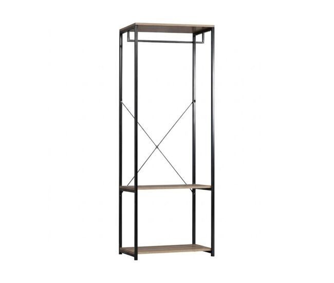 Armario vestidor victoria barra con dos estantes negro/natural 167x60x40 cm