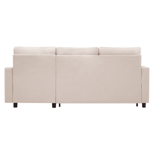 Sofá moderno em L com 3 lugares - Sofá modular conversível - Com arrumação e suporte para bebidas - Bege