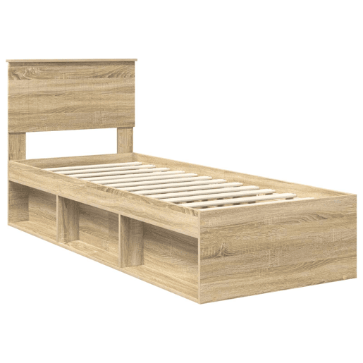 Estrutura de cama de solteiro moderno com cabeceira - Carvalho Sonoma 75 x 190 cm
