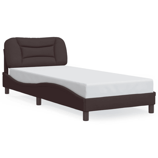Estrutura de cama de solteiro para adultos com LED 90x200 cm tecido