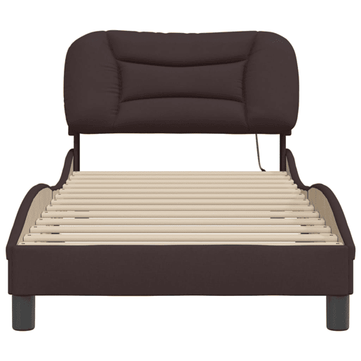 Estrutura de cama de solteiro para adultos com LED 90x200 cm tecido