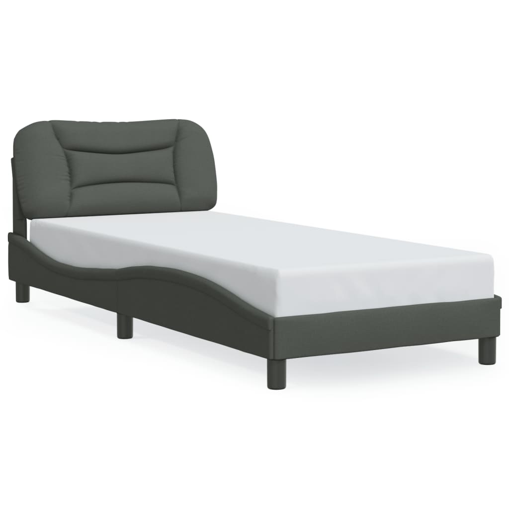 Estructura de cama individual para adultos 95x218 Gris Oscuro