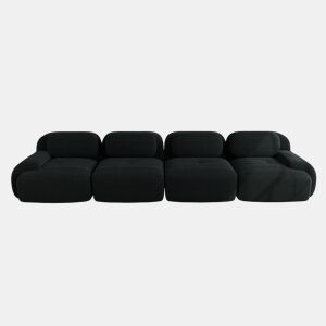 Sofá de 4 lugares - Veludo cotelê macio, espuma 32D, ergonómico, adequado para animais de estimação, sem montagem - Preto