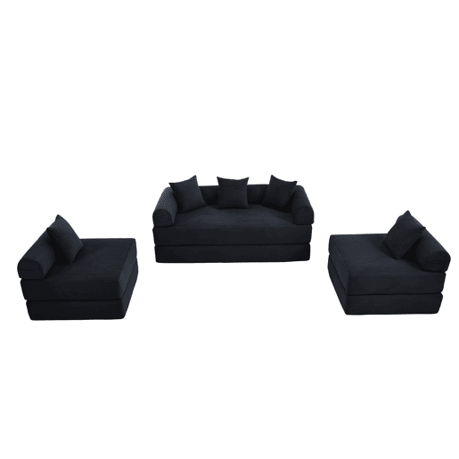Sofá modular de 4 lugares - com arrumação, função modular, adequado para animais de estimação - Preto