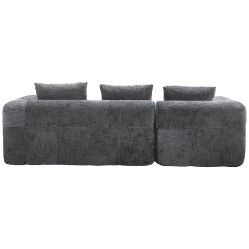 Sofá modular de 3 lugares - L-Sofa com chaise longue, 3 almofadas, bolso lateral - Cinza