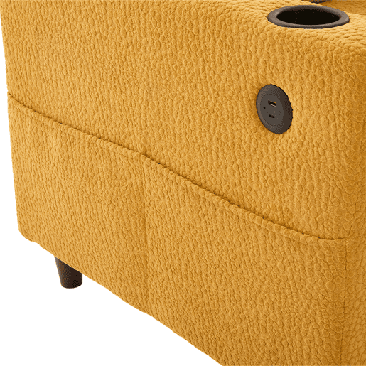 Sofá de chenille de 2 lugares - USB-C, iluminação LED, porta-copos, bolsos - Amarelo mostarda