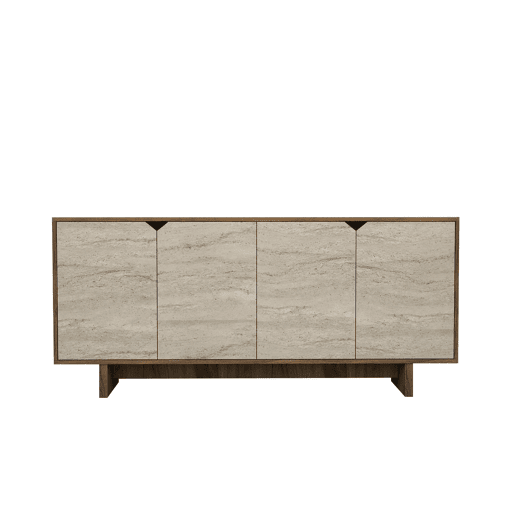 Aparador de madeira > - 180 x 40 x 81 cm - Travertino
