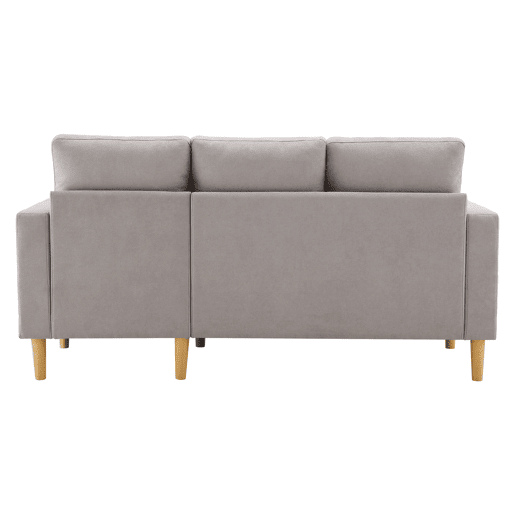 Sofá em L de 3 lugares - Com chaise longue, arrumação, porta-copos, 2 almofadas incluídas - Cinza claro