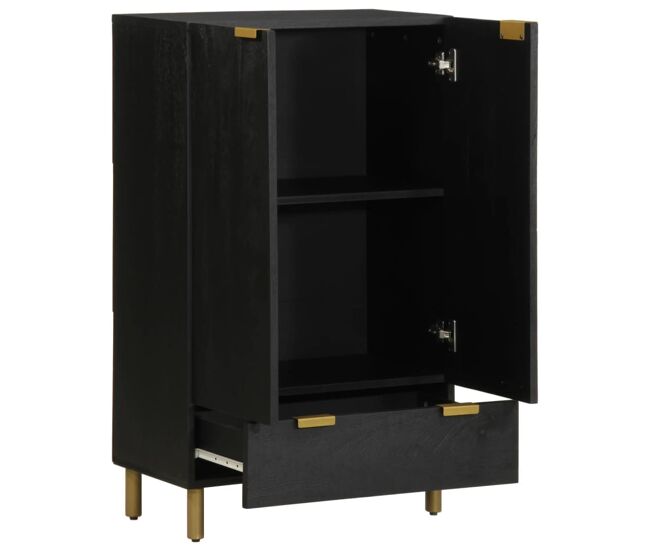 Aparador alto - mueble de almacenamiento madera de ingeniería negro 60x33x100 cm es1351