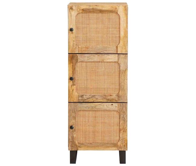 Aparador alto - mueble de almacenamiento marrón 40 x 33 x 110 cm madera de mango maciza es1528