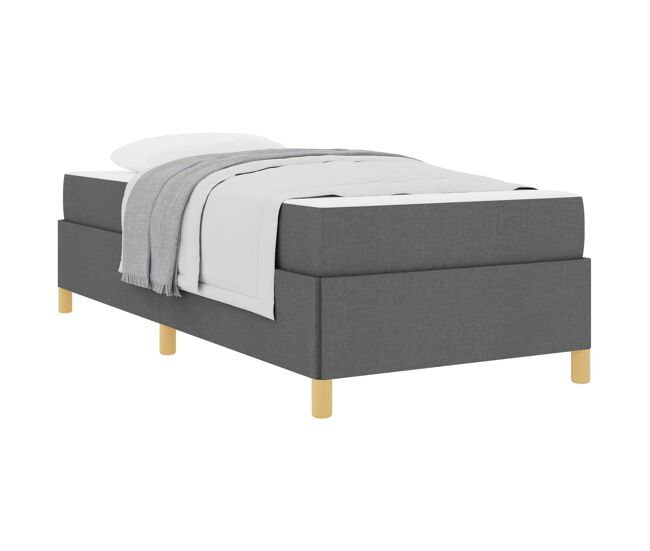 Estructura de cama individual para adultos con colchón gris oscuro 90 x 200 cm tela