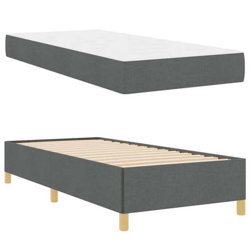 Estrutura de cama de solteiro para adultos com colchão Cinza Escuro 90 x 200 cm tecido