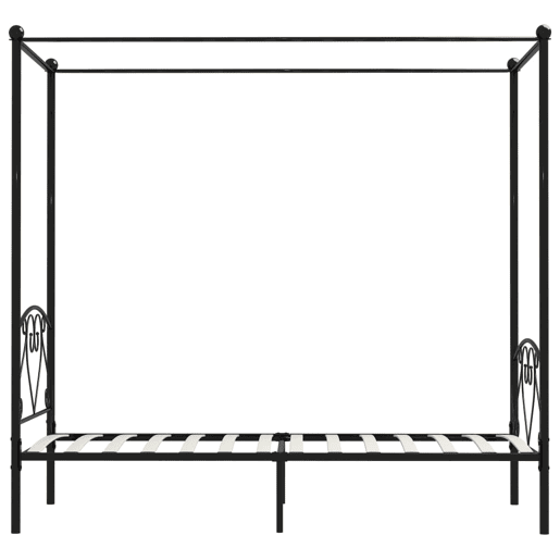 Estrutura de cama de solteiro para adultos com dossel metal preto 90x200 cm