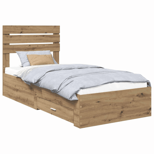 Estrutura de cama de solteiro para adultos com gaveta com cabeceira Madeira processada